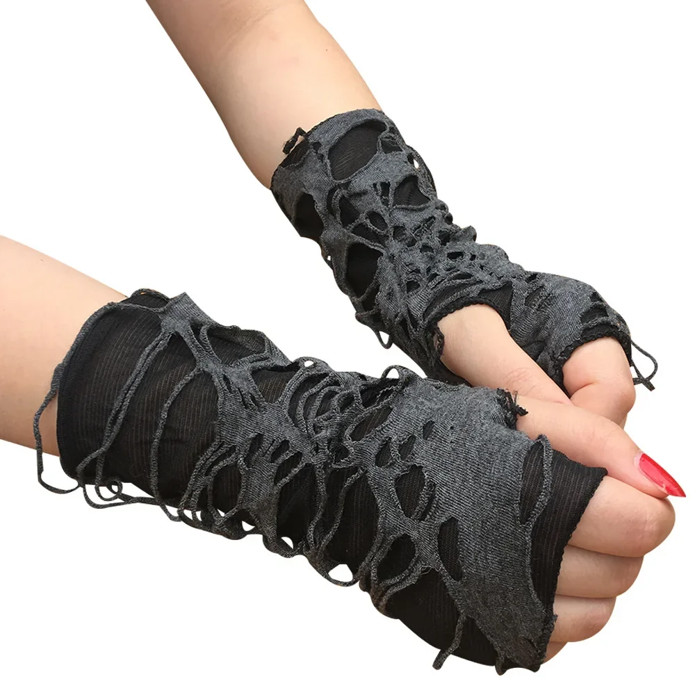 Top Trends: Sexy Gothic Black Fingerless Long Gloves Halloween Gloves Beggars Y2K Black Hole Punk Dark Cosplay Gloves Shoppable Styles