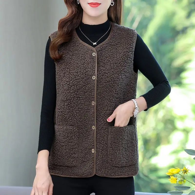 Top Trends: Women Autumn And Winter Fashion New Granular Fleece Coat Solid Color Button Pockets Splicing Warmth Versatile Sleeveless Vest Shoppable Styles