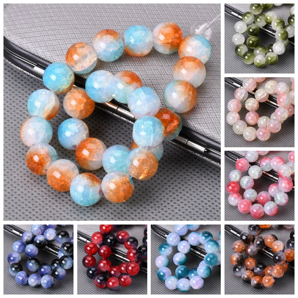 Top Trends: 20pcs Round 10mm Colorful Crackle Crystal Glass Loose Cracked Beads Lot For Jewelry Making DIY Bracelet Findings Shoppable Styles