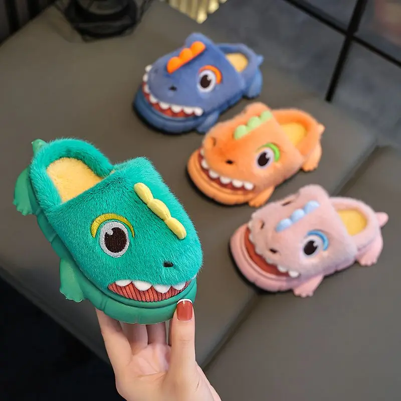 Top Trends: New Funny Green Dinosaur Slippers For Kids Boys Girls Animal Home Shoes Fuzzy Indoor House Slippers Children Funny Shoes Slides Shoppable Styles - Image 6