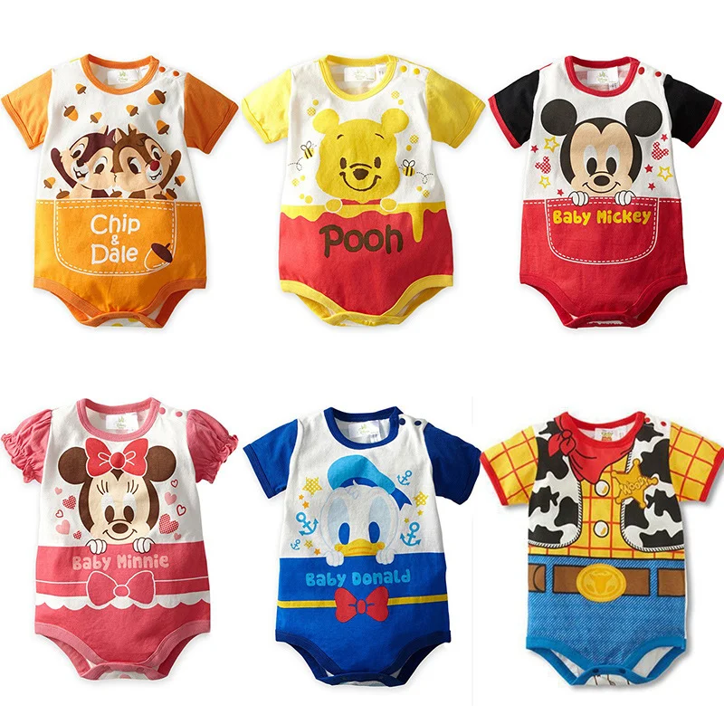 Top Trends: Disney Cartoon Character Series Baby Clothes Cotton Short-sleeved Triangle Bags Fart Clothes One-piece Hari Climbing Suits Shoppable Styles