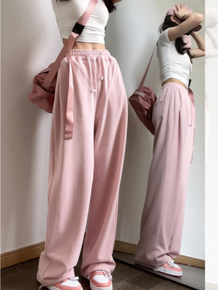 Top Trends: HOUZHOU Kpop Y2K Pink Baggy Jogger Sweatpants Women Hippie Streetwear Oversize Sports Pants Casual Solid Wide Trousers Harajuku Shoppable Styles