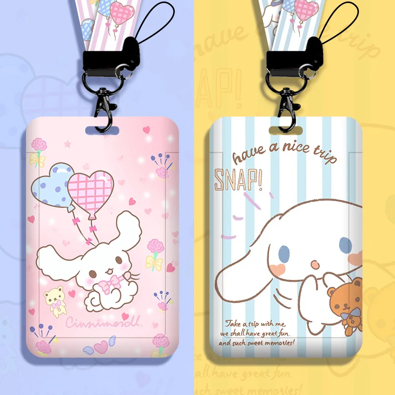 Top Trends: Sanrio Cartoons PVC Card Holder Cinnamoroll Anime Protective Case Lanyard ID Card Access Card Anti-lost Hanging Neck Bag Gifts Shoppable Styles