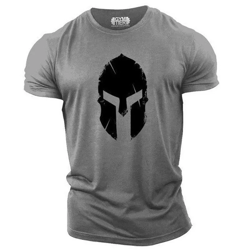 Top Trends: Muscle Fitness Spartan Cartoon Avatar New Summer 3D Printing T-shirt Men And Women Pullover O-neck Solid Color Bodybuilding Top Shoppable Styles