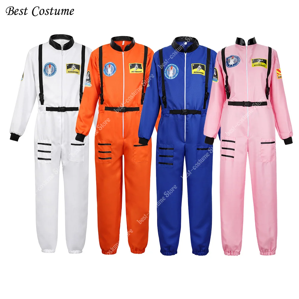 Top Trends: Astronaut Costume Adults Space Suit Men Women Couple Costumes Role Play Carnival Zipper Jumpsuit Astronaut White Costumes XS-3XL Shoppable Styles