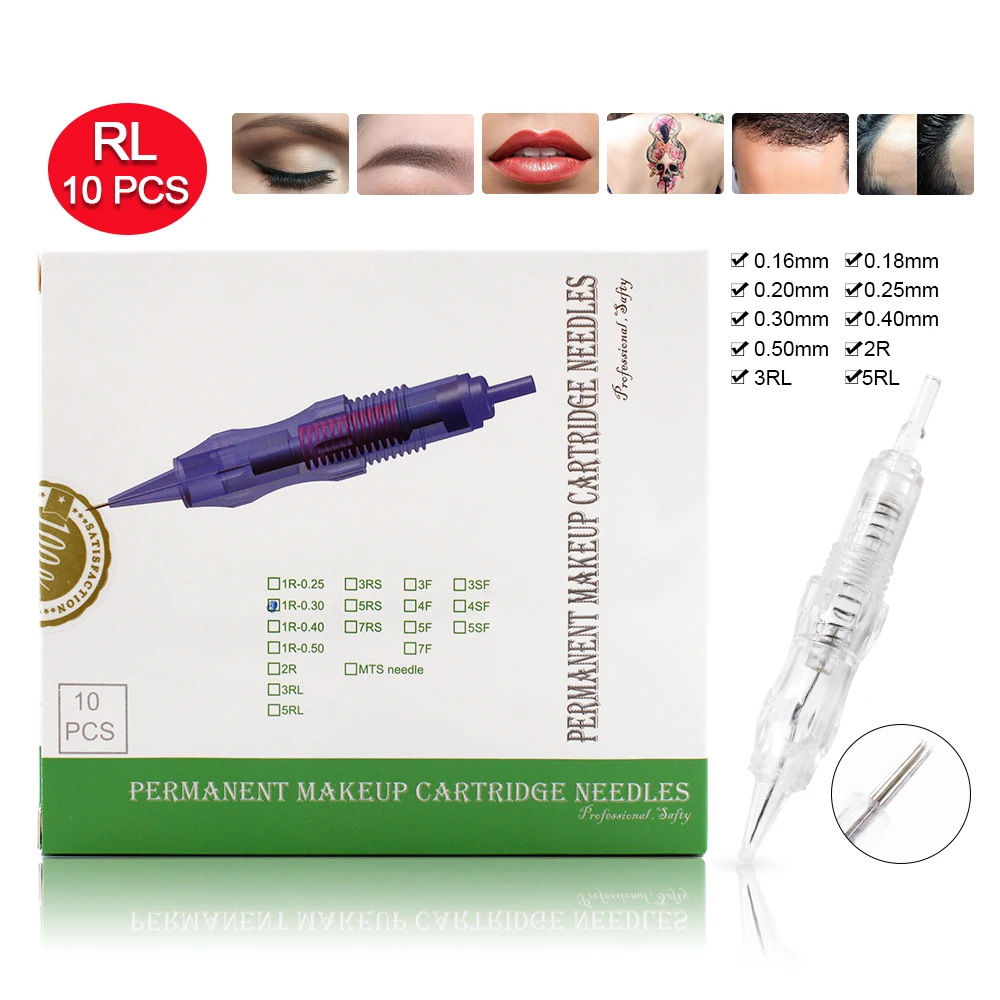 Top Trends: 10pcs Biomaser Permanent Makeup Catridges Needle For Tattoo Rotary Pen Machine Kit Eyebrow Needle 1R, 2R, 3RL, 5RL Shoppable Styles