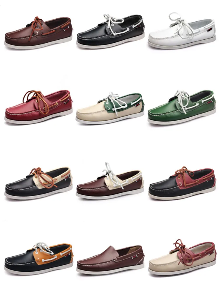 Top Trends: 2022 New Men Loafers Fashion Genuine Leather Casual Flat Slip-on Driving Footwear Boat Shoes Comfortable Lazy Male Shoes Shoppable Styles