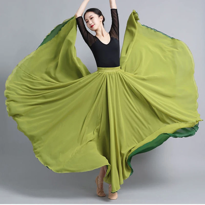 Top Trends: Women Double-side Chiffon Big Swing Skirt 540 / 720 Degree Classical Dance Skirt Belly Dance Costume Stage Performance Maxi Skirts Shoppable Styles