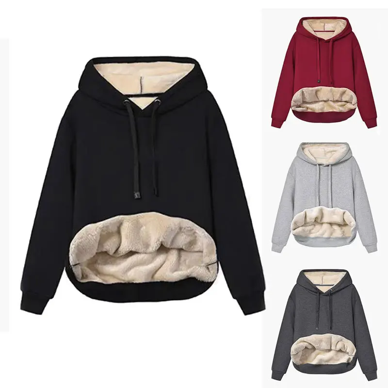 Top Trends: 2023 Winter Popular Plus Fleece Large Women's Hooded Sweater Plush Women's Coat Streetwear Women Winter Clothes Shoppable Styles