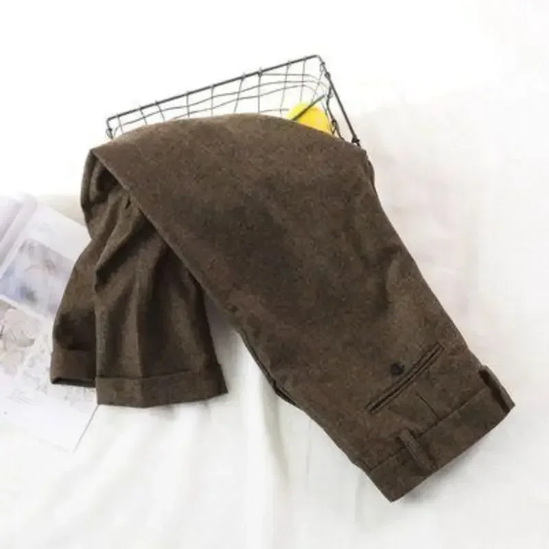 Top Trends: 2023 Men Autumn Winter Retro Woolen Business Casual Trousers Male Formal Wear Suit Pants Men Wool Tweed Straight Pants H366 Shoppable Styles - Image 2