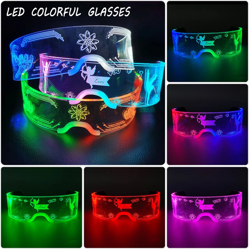 Top Trends: Fashion Luminous Decorative Glasses Neon Light Decoration LED Sunglasses For Nightclub DJ Dance Music Rave Costume Night Shoppable Styles - Image 4