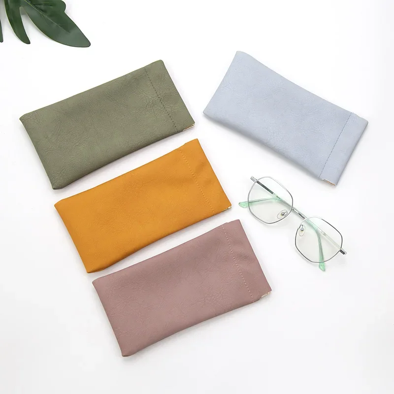 Top Trends: 4 Color Soft PU Leather Sunglasses Glasses Bag Reading Case Sun Glasses Pouch Unisex Simple Eyewear Storage Bags Accessories Shoppable Styles