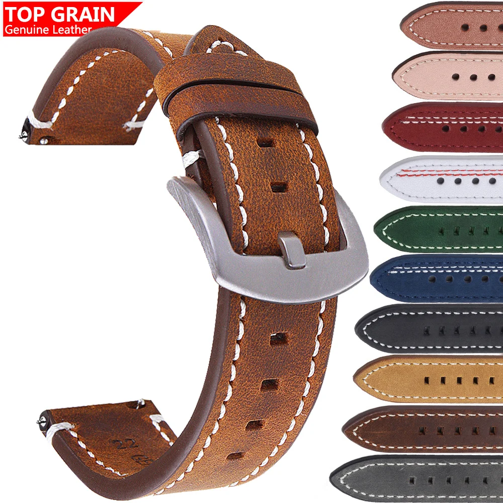 Top Trends: Top Grain Genuine Leather Watch Band Strap Quick Release Watch Bands 20mm 22mm Handmade Vintage Watchbands Shoppable Styles