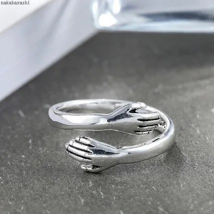 Top Trends: Love Hug Couple Rings Adjustable Opening Ring Fashion Women Men Punk Steel Open Ring Lover Jewelry Anniversary Gifts Friends Shoppable Styles - Image 5