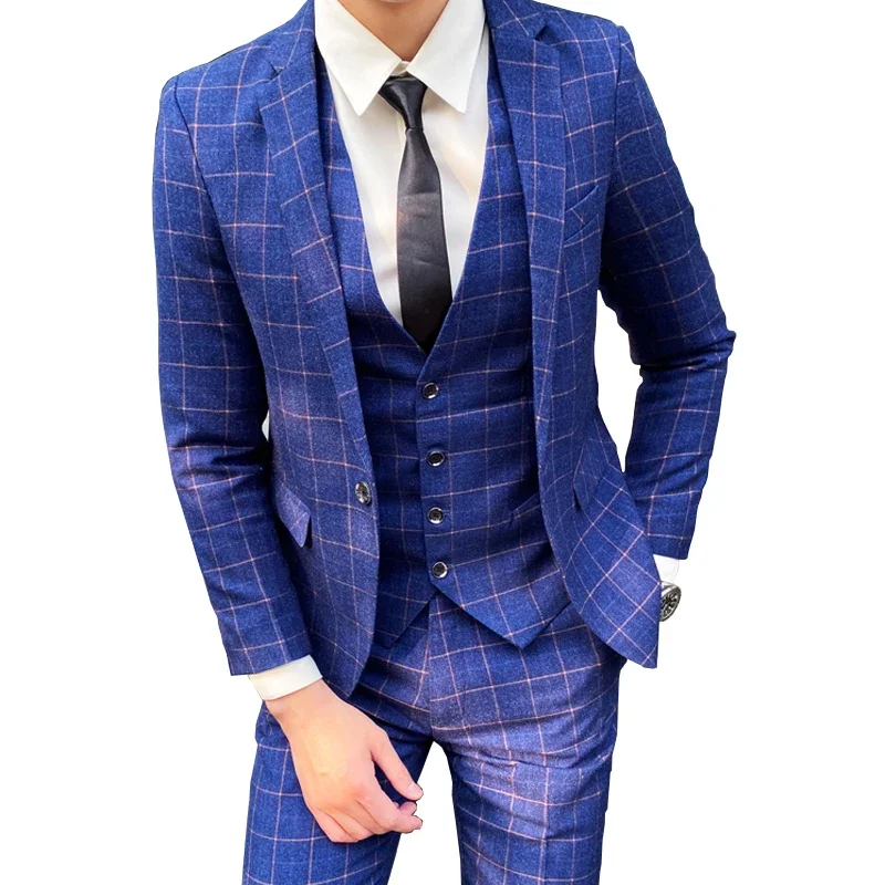 Top Trends: Blazer Vest Pants High-end Brand Boutique Fashion Plaid Formal Business Office Men&#039;s Suit Groom Wedding Dress Party Male Suit Shoppable Styles