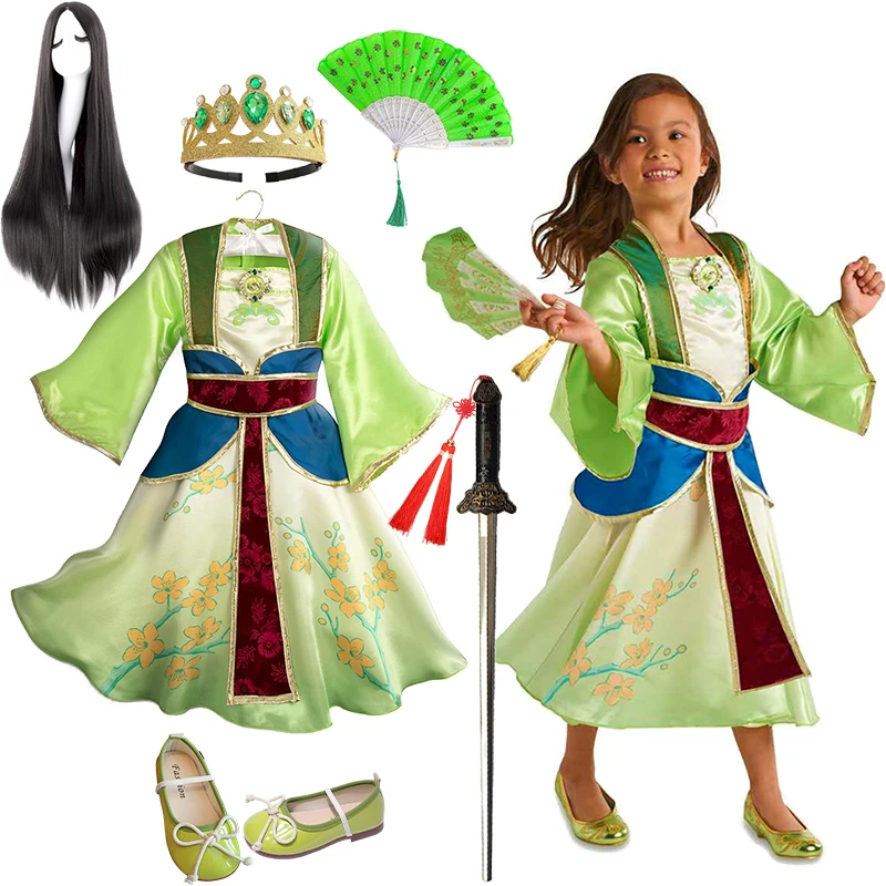 Top Trends: Summer Infant Girls Mulan Dress Halloween Carnival Mulan Cosplay Costume Mulan Wig For Children Birthday Party Toddler Dress Up Shoppable Styles