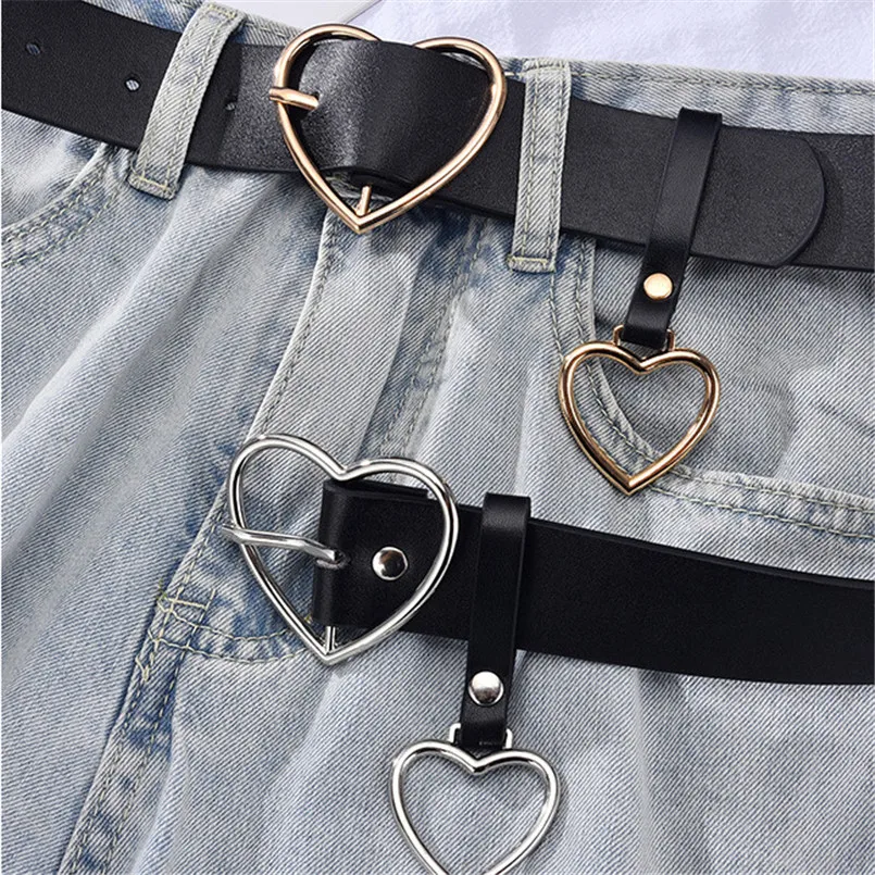 Top Trends: Women&#039;s Leather Belt Heart Metal Pin Buckle Retro PU Waistband Designer Fashion Cinto Feminino Pants Jacket Strap For Ladies Shoppable Styles