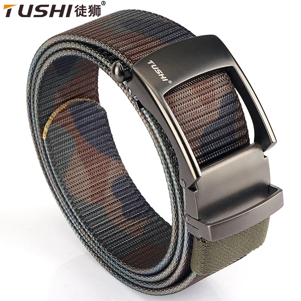 Top Trends: TUSHI Nylon Automatic Buckle Belt Outdoor Tooling Jeans Solid Color Canvas Waistband High Quality Casual Tactical Belt For Men Shoppable Styles