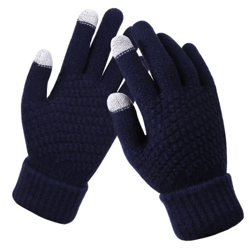 Top Trends: Winter Warm Knitted Gloves Mobile Phone Touch Screen Knitted Gloves Winter Thick Warm Adult Gloves For Men Women Shoppable Styles