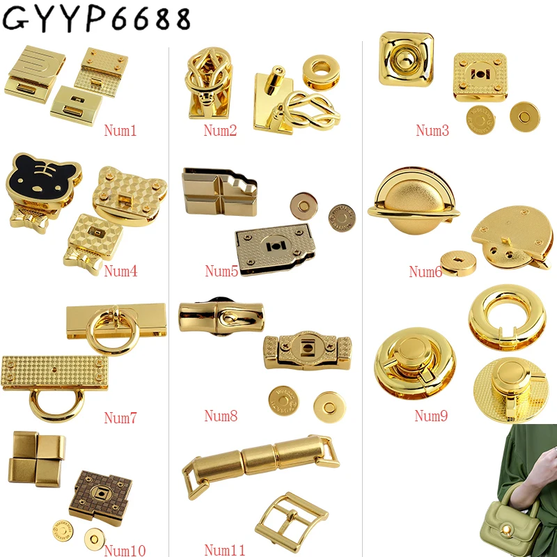 Top Trends: 1-5-20Sets K Gold Metal Clasp Turn Locks For Handbags Shoulder Purse Magnetic Lock Twist Lock DIY Replacement Bags Accessories Shoppable Styles