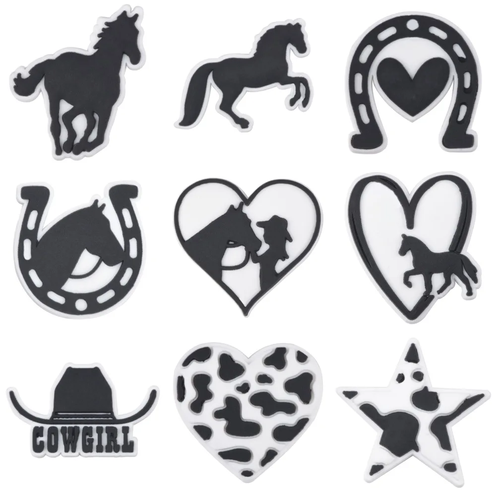 Top Trends: 1PCS Cowgirl Croc Charms Horse PVC Shoe Decorations Clogs Sandals Wristband Accessories Women Men Party Gifts Shoppable Styles