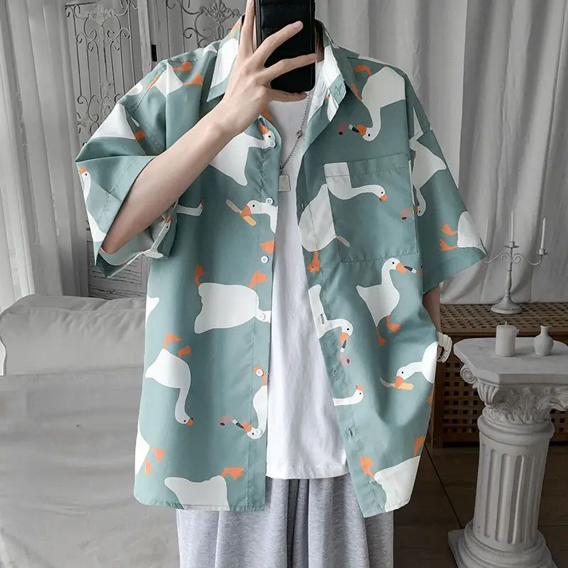 Top Trends: Fashion Lapel Printed Button Pockets Korean Shirt Men&#039;s Clothing 2023 Spring New Loose Casual Tops Short Sleeve All-match Shirts Shoppable Styles