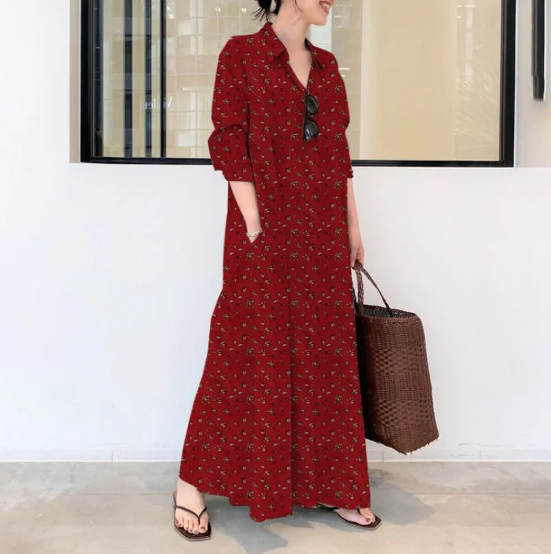 Top Trends: Islam Abaya Dress Cotton And Linen Print Lapel Long Sleeve Abayas For Women Pocket Simple Loose Casual Long Shirt Ladies Dress Shoppable Styles - Image 4