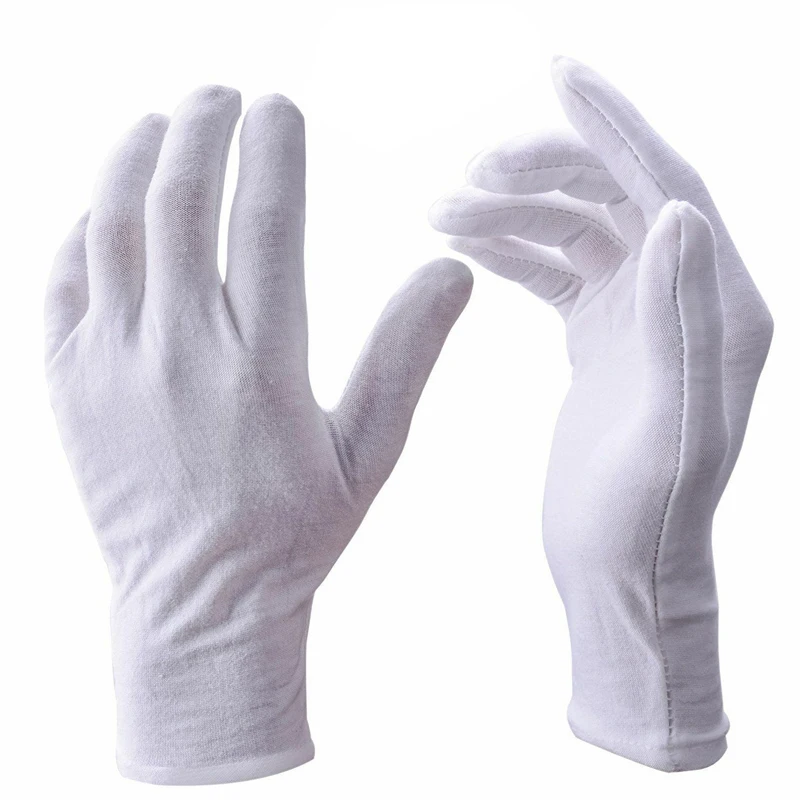 Top Trends: 1 / 10Pairs White Soft Cotton Work Gloves For Dry Hands Handling Film SPA Gloves Ceremonial Stretch Glove Household Cleaning Tools Shoppable Styles - Image 4