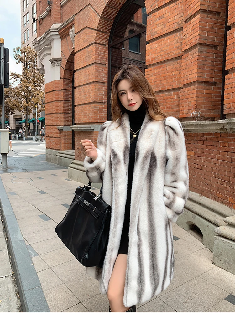 Top Trends: Long Faux Fur Coat For Women Luxury Mink Veste Stripe Clothes Korean Warm Plush Jacket Furry Artificial Fur Coat Winter Shoppable Styles