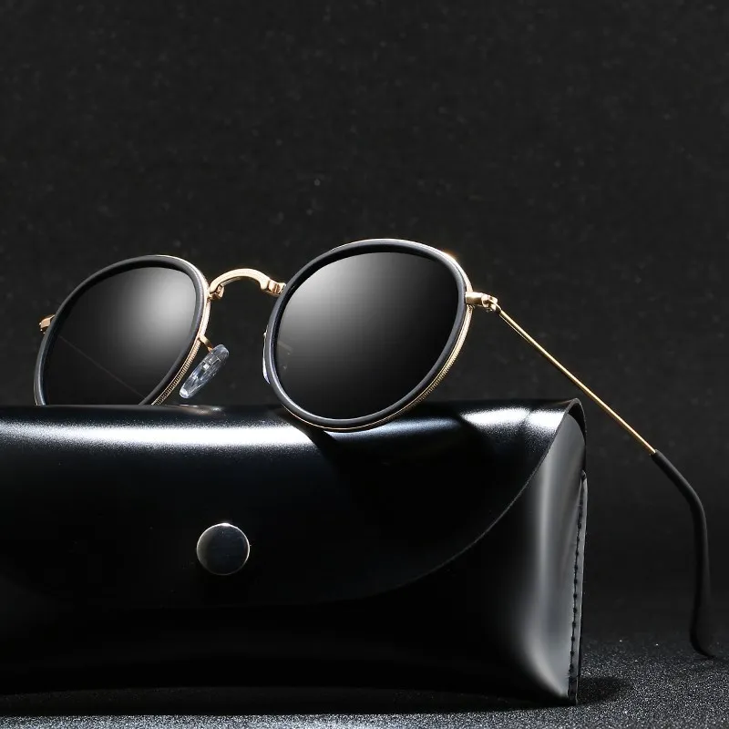 Top Trends: 2024 Round Polarized Sunglasses Men Polarization Sun Glasses Women Metal Frame Black Lens Eyewear Driving Goggles UV400 Shoppable Styles