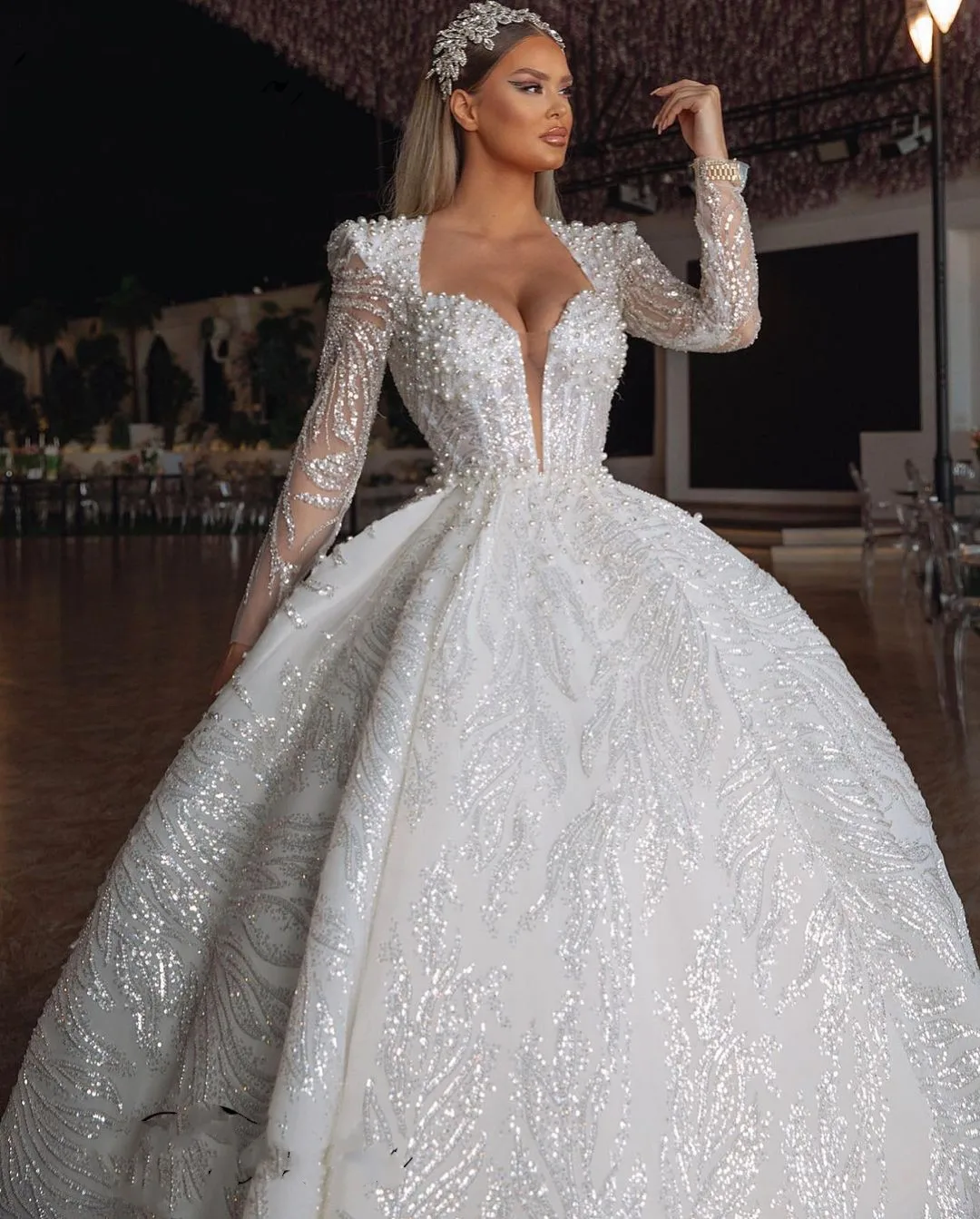 Top Trends: Princess Wedding Dresses For Women Long Sleeves Pearls Sequins Dubai Bridal Gowns Luxury Arabic Chapel Vestidos De Novia 2023 Shoppable Styles