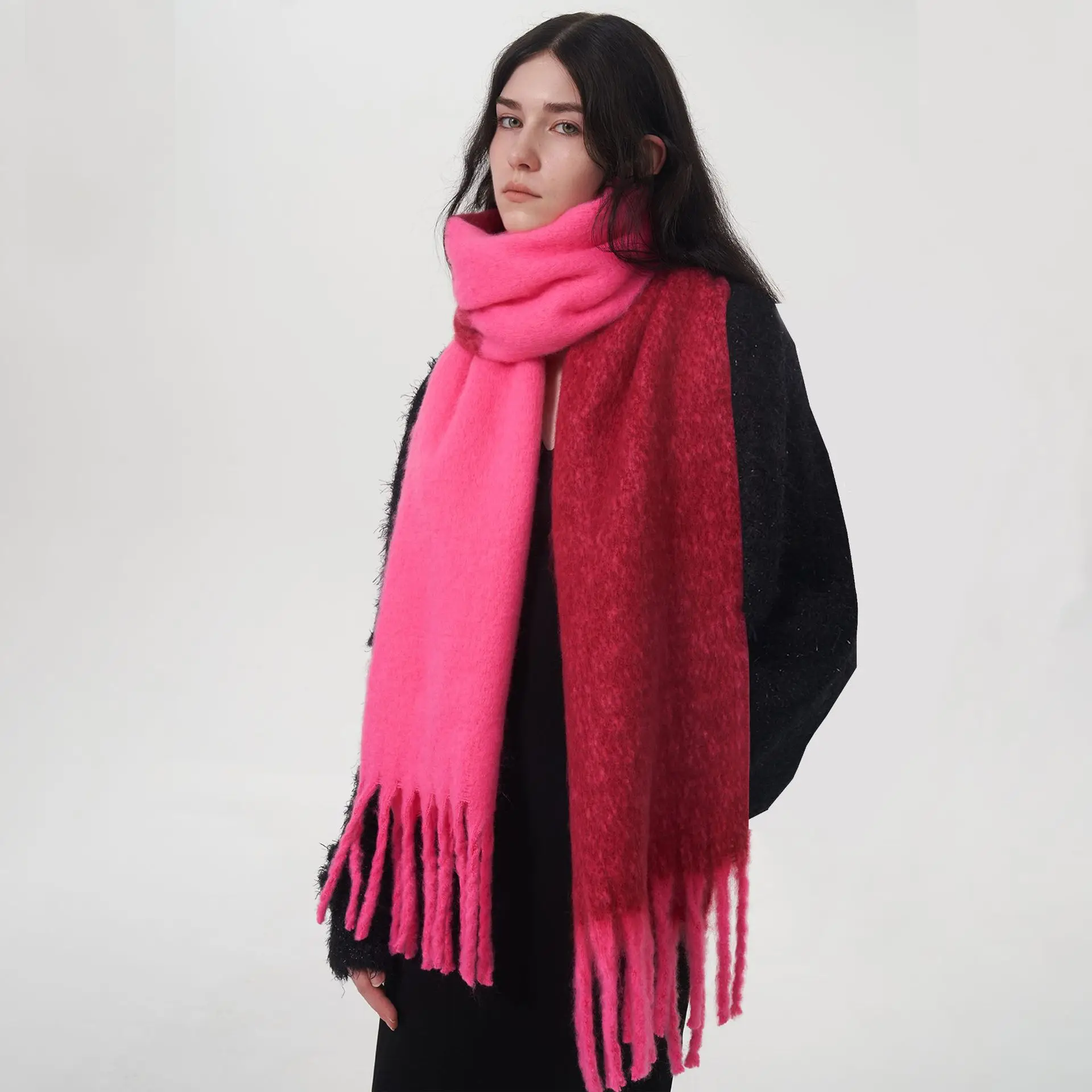 Top Trends: New Autumn / Winter Warm Scarf Two Color Stitching Tassel Long Muffler Simple Fashion Commuting Cashmere Scarves 246CM Shoppable Styles