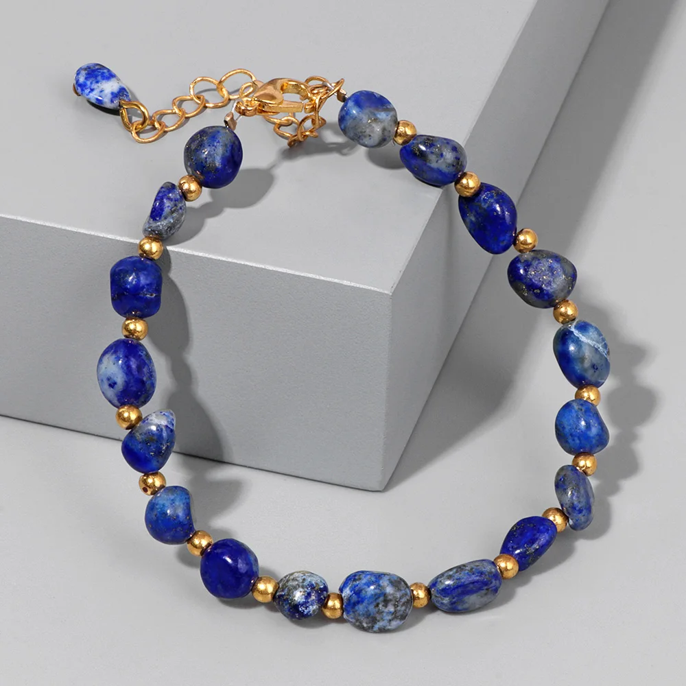 Top Trends: Natural Stone Lapis Lazuli Beads Bracelet Irregular Chip Stone Adjustable Bracelets Tiger Eye Agates Bangles Women Fine Jewelry Shoppable Styles