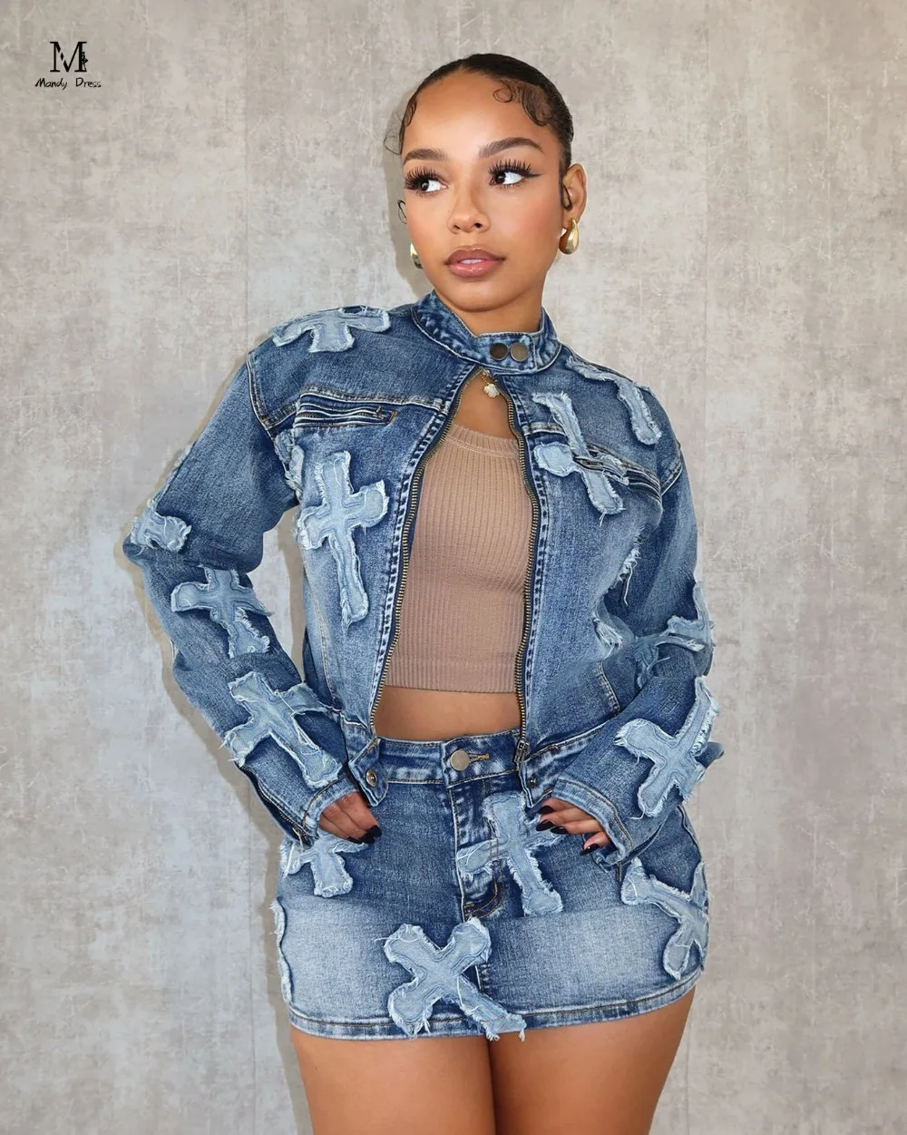 Top Trends: Y2K Sexy Denim 2 Piece Skirt Set Women Outfits Embroidery Jacket Winter Spring Streetwear Fashion Slim Two Piece Matching Set Shoppable Styles