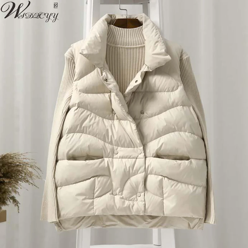 Top Trends: Sleeveless Down Jacket Women Autumn Winter Down Cotton Vest 2022 New Fashion Loose Thin Waistcoat Female Korean Sleeveless Coat Shoppable Styles