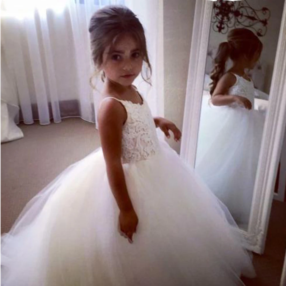 Top Trends: Kids White Ivory Puffy Flower Girl Dress Pearls Beadings Bow First Communion Dresses Tulle Sashes Kids Little Bride Dresses Shoppable Styles