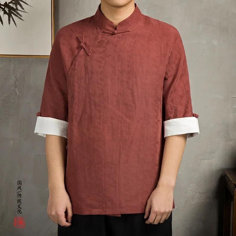 Top Trends: Traditional Chinese Clothing For Men Male Chinese Mandarin Collar Shirt Blouse Wushu Kung Fu Outfit China Shirt Tops Shoppable Styles