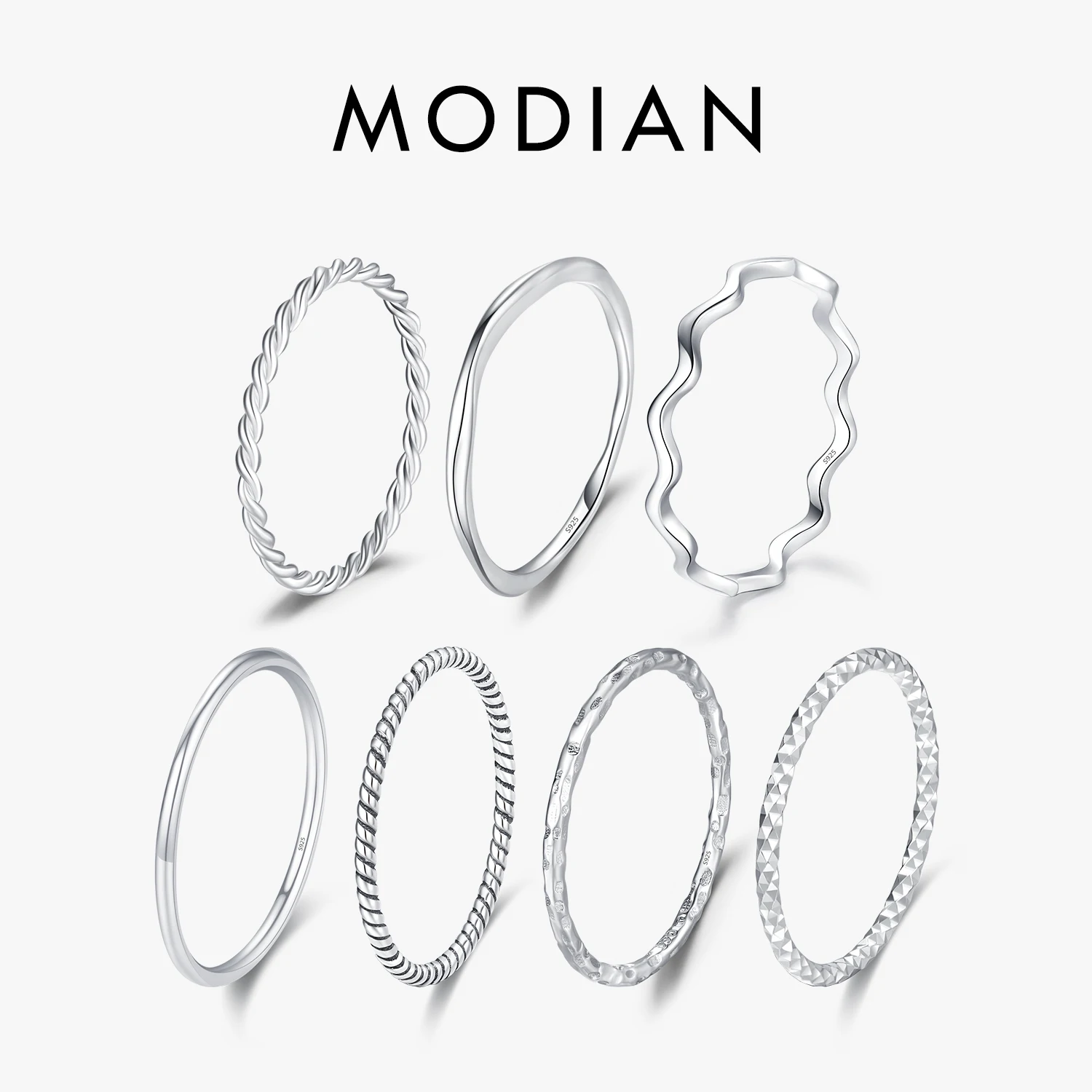 Top Trends: MODIAN 925 Sterling Silver Simple Fashion Stackable Ring Classic Wave Geometric Exquisite Finger Rings For Women Party Jewelry Shoppable Styles