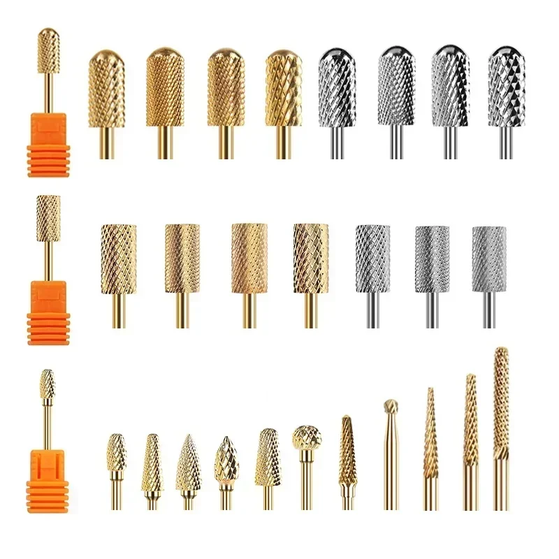 Top Trends: Milling Cutter Golden Tungsten Carbide Nail Drill Bits For Electric Nail Drill Manicure Machine Pedicure Nail Files Accessories Shoppable Styles