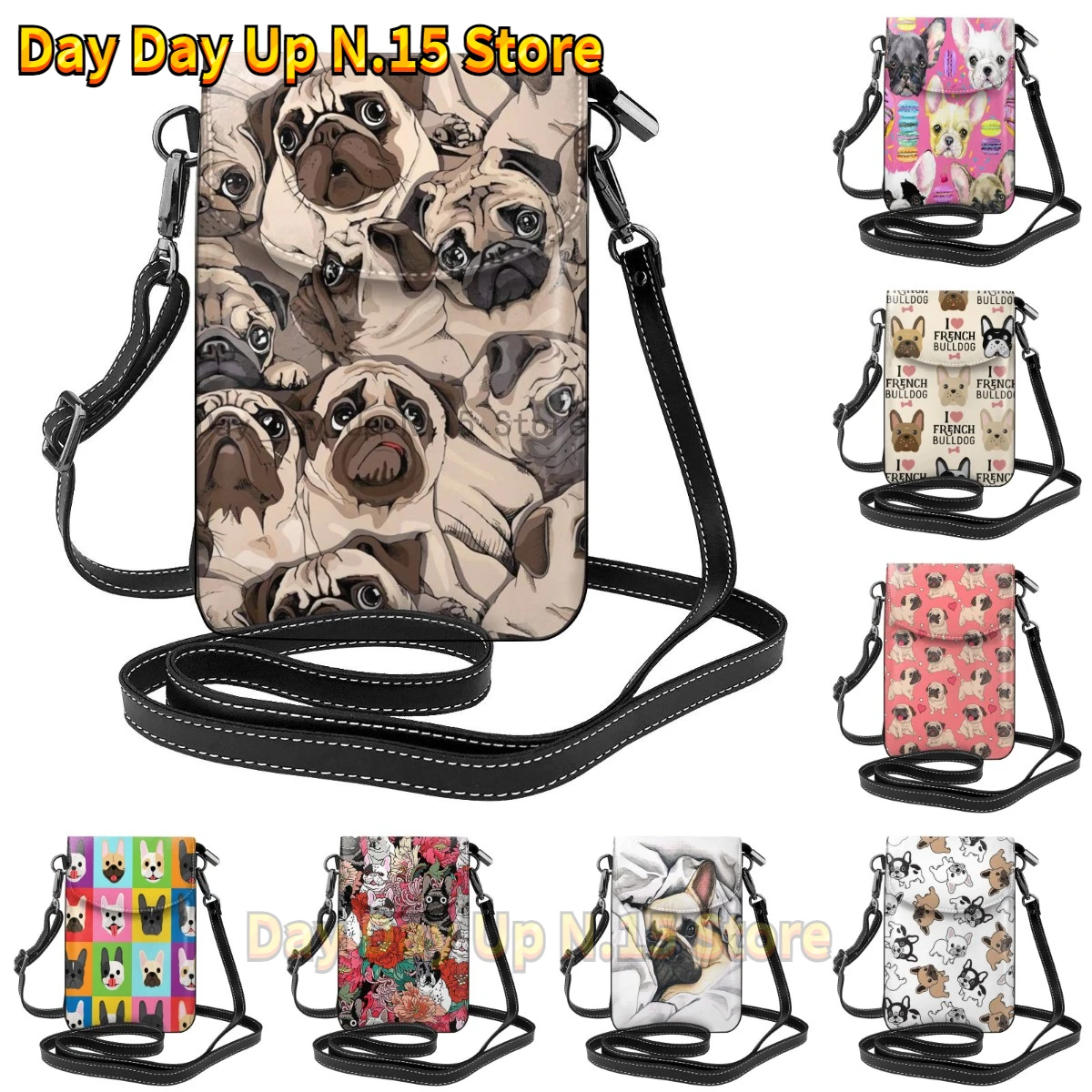 Top Trends: Women Cell Phone Purse Leather Crossbody Bag-Dog Pug Mini Shoulder Bag Card Holder Wallet Shoppable Styles