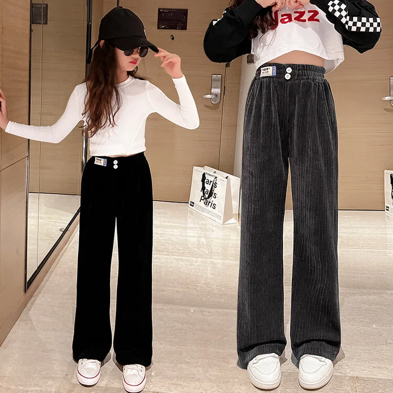 Top Trends: 2023 School Girls Sweatpants Loose Drawstring Spring Young Children Wide Leg Pants Teenage Casual Kids Trousers 12 13 14 Years Shoppable Styles