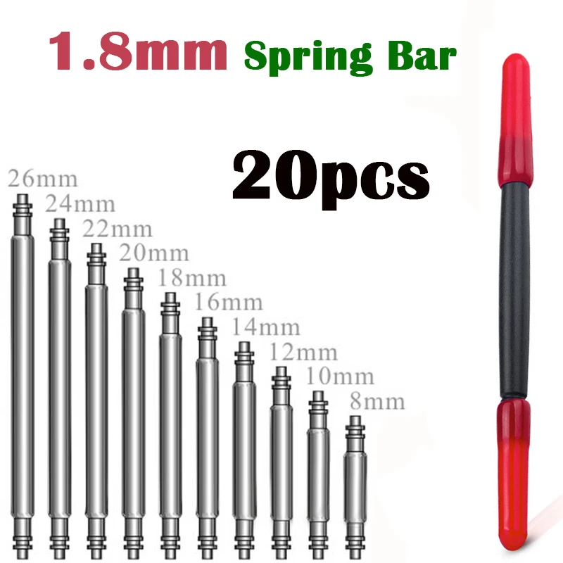 Top Trends: 1.8 1.5mm 20pcs Stainless Steel Watch Band Spring Bar Tool Strap Link Pins Repair Tool 8 9-18 19 20 21 22 23 24 26mm Metal Pins Shoppable Styles