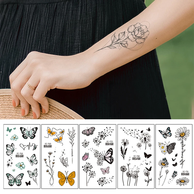 Top Trends: 30 Sheets Temporary Tattoo Sticker Waterproof Body Art Line Rose Star Small Fake Tatto Butterfly Flower Hand Tatoo For Women Men Shoppable Styles - Image 4