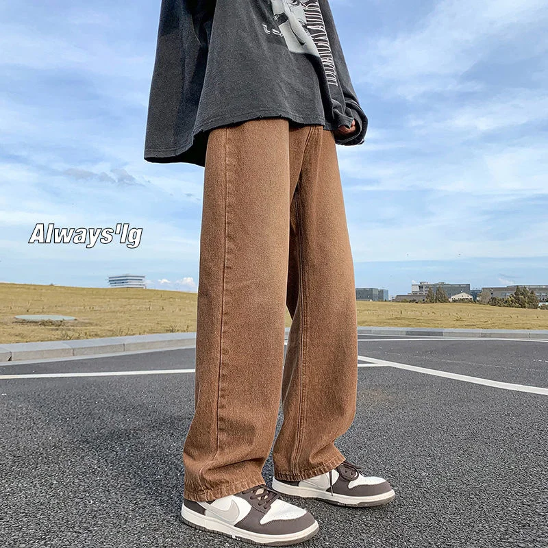 Top Trends: Brown Baggy Jeans Men Fashion Casual Vintage Straight Jeans Men Streetwear Hip Hop Loose Denim Pants Mens Trousers M-3XL Shoppable Styles