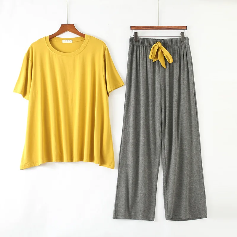 Top Trends: Summer Modal Pajamas For Women Thin Section Short-sleeved Trousers Suit Two-piece Loose Comfortable Pajama Set Home Service Shoppable Styles