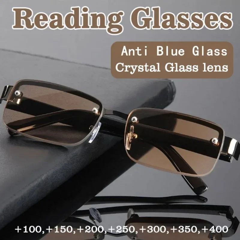 Top Trends: FG Half-frame Reading Glasses For Men Natural Original Stone Presbyopia Glasses Очки Для Чтения Мужские + 1.0 To + 4.0 Shoppable Styles