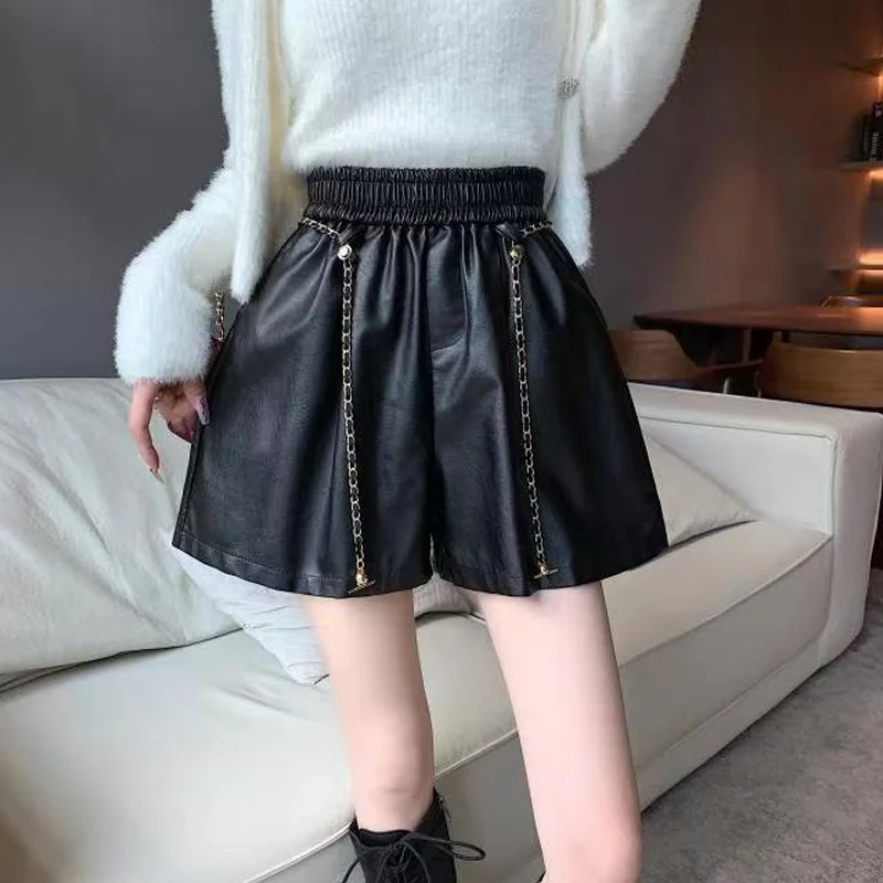 Top Trends: Autumn New Black High Waist Shorts Solid Color All-match Plus Size Trend Wide Leg Pants Fashion Street Casual Women Clothing Shoppable Styles