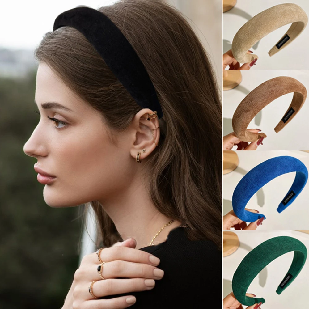 Top Trends: Fashion Solid Color Wide Hair Bands Girls Vintage Elastic Hair Band Thicken Headband Imitation Wool Hair Hoop Shoppable Styles