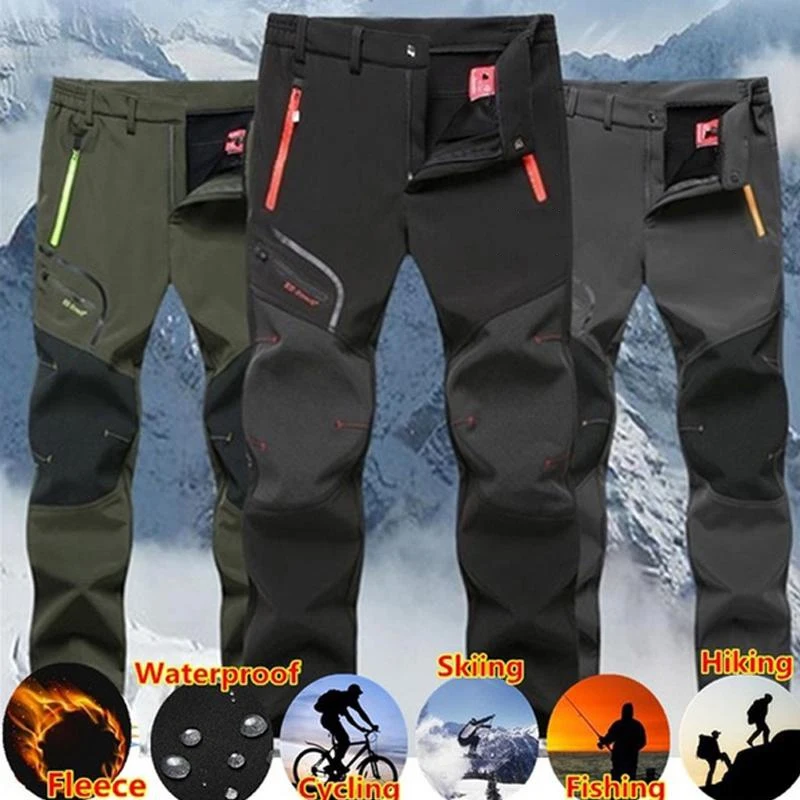 Top Trends: Men&#039;s Outdoor Waterproof Hiking Trousers Mountain Camping Climbing Men Pants Trekking Softshell Warm Work Pants Fishing Clothes Shoppable Styles