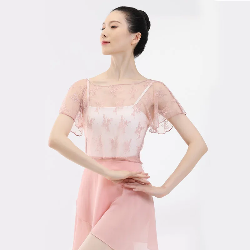 Top Trends: Women Crop Top Ballet T Shirt Lace Dance Tops Ballerina Dancewear Short Sleeved Ballet Clothes Classic Costumes For Dancing Tops Shoppable Styles